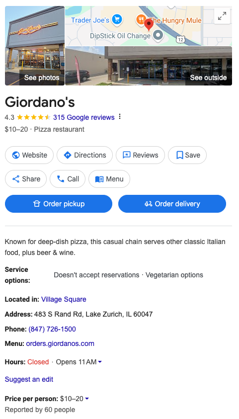 Example of a complete Google Business Profile.