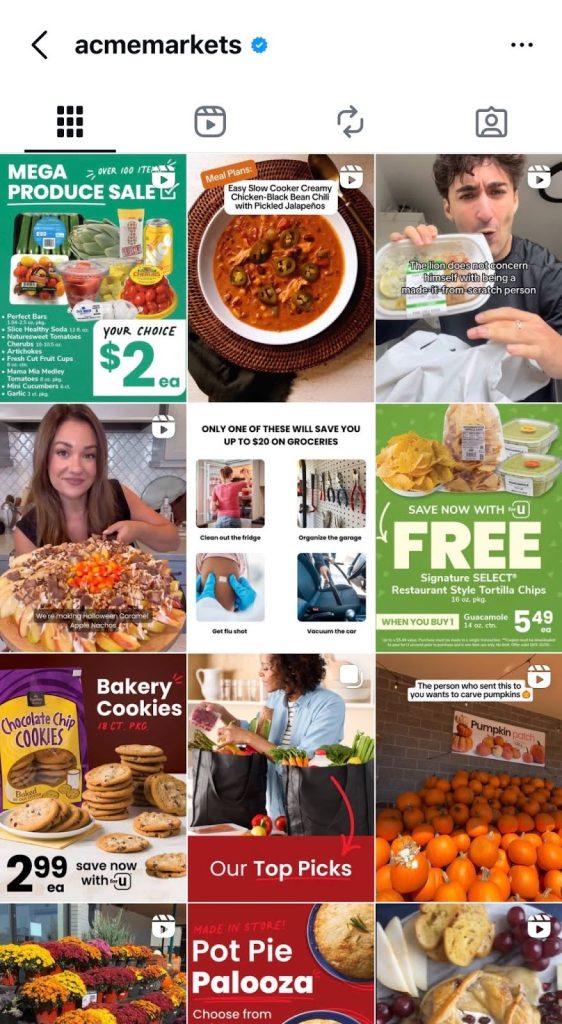 Example of a diversified Instagram feed