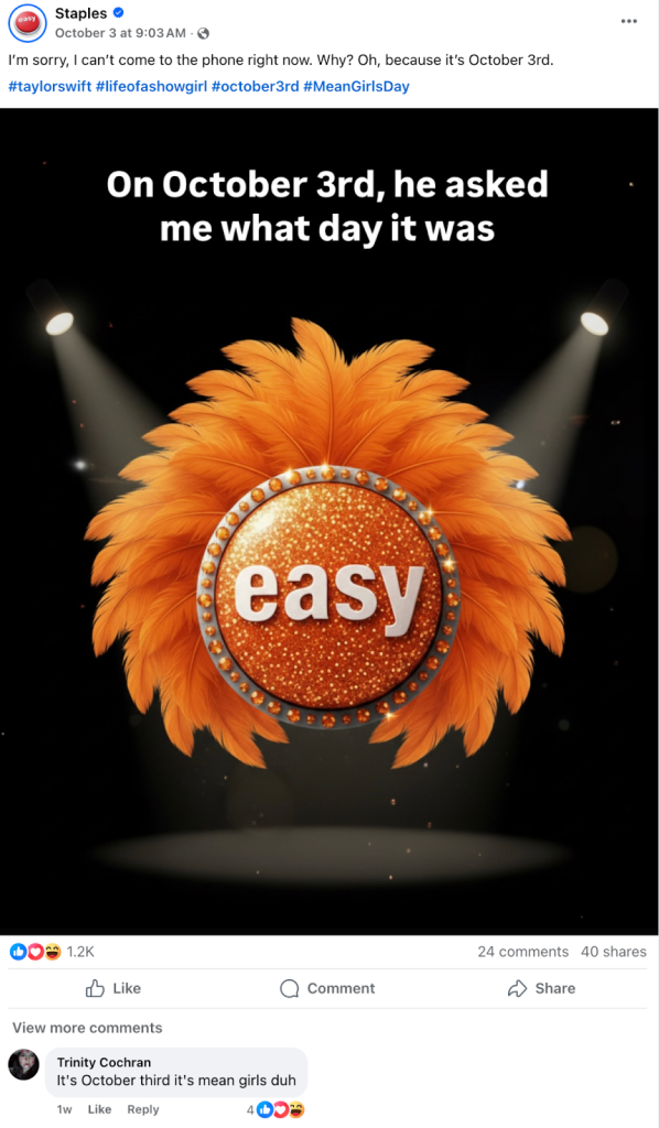 Example of social media engagement