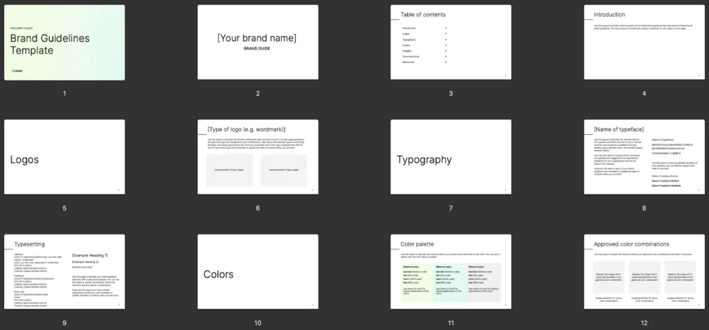 Example of a brand guidelines template