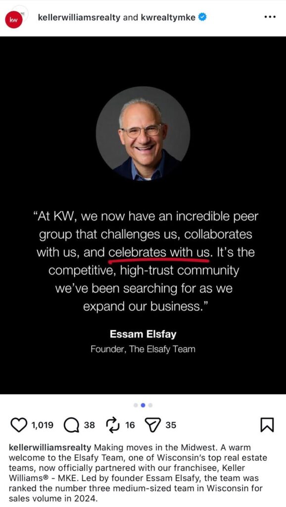 An example of sharing local social proof