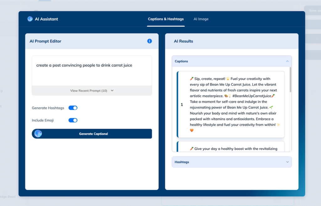 Example of Rallio’s AI-powered Caption Generator