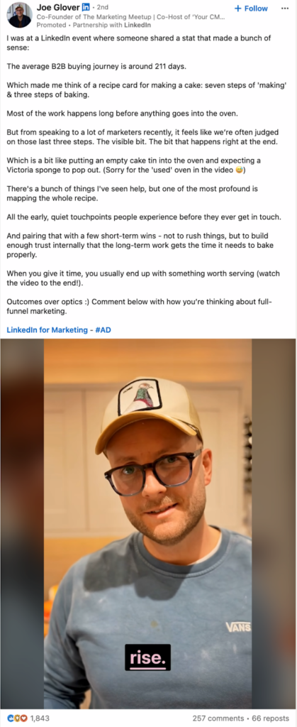 Example of short-form video content on LinkedIn-