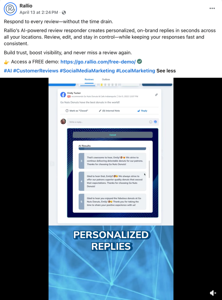 Example of short-form video on Facebook