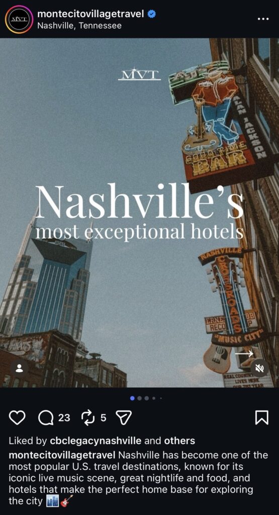 An example of travel content on social media