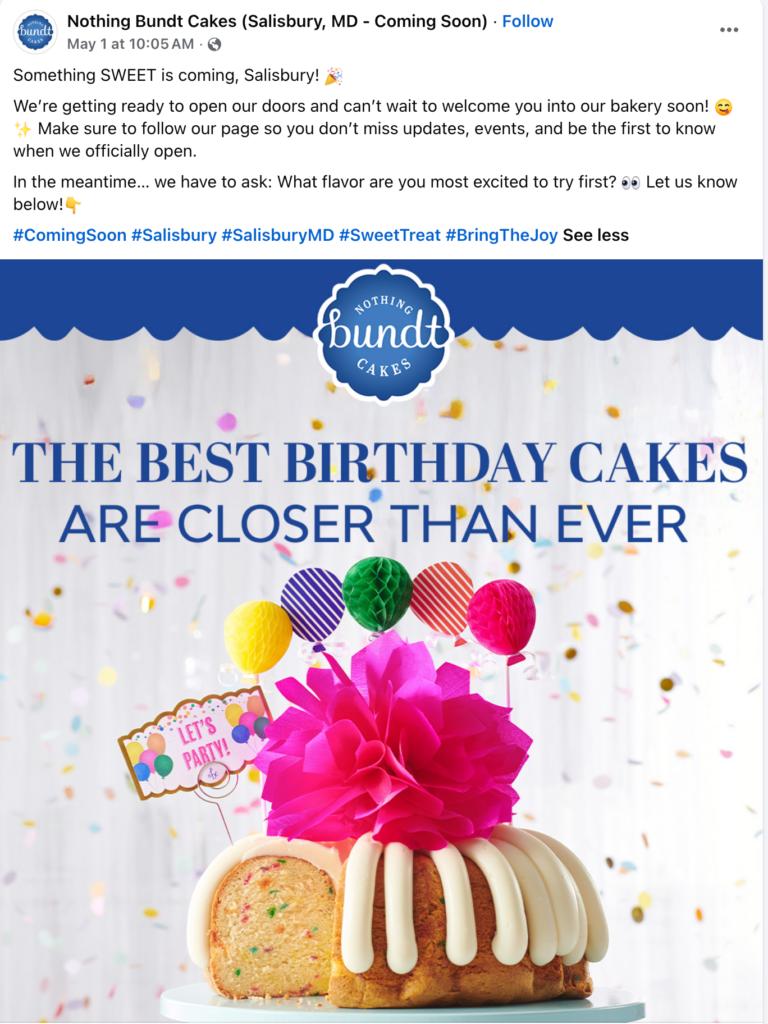Example of localized social media marketing