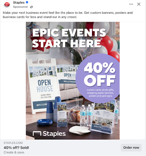 Example of paid social media advertising