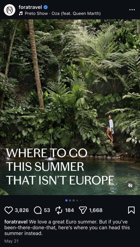 Travel content on Instagram